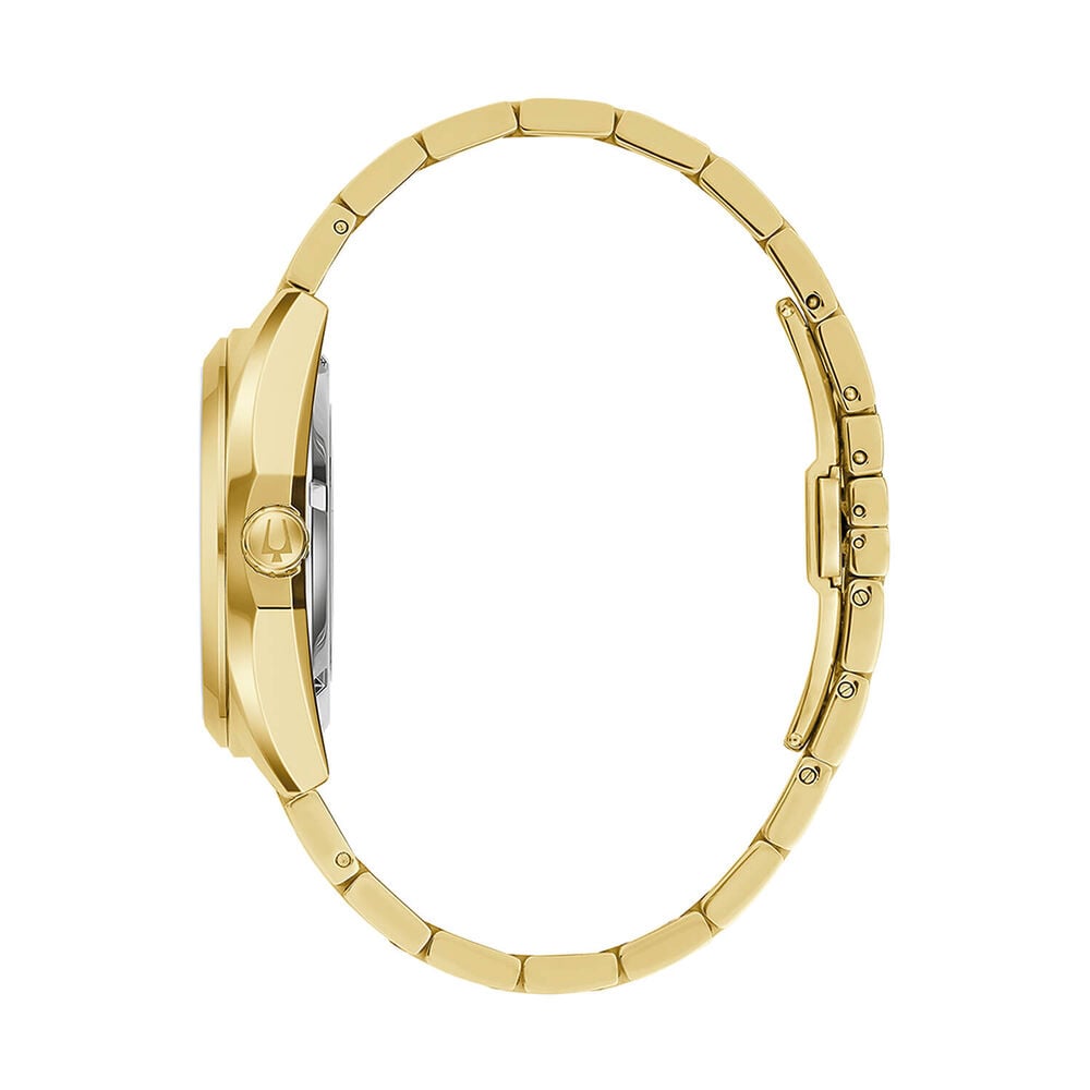 Bulova Surveyor Automatic 39mm Gold Dial Gold Tone Steel Bracelet Watch image number 2