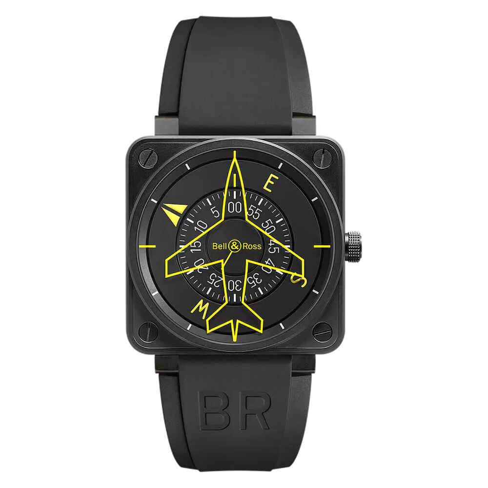 Pre-Owned Bell & Ross BR01 Heading Indicator Limited Edition 46mm Black Dial Rubber Strap Watch image number 0