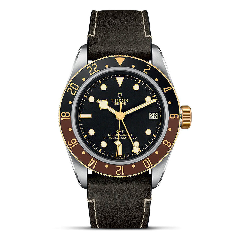 Tudor Black Bay GMT 41mm Automatic Steel Case Black Dial Brown Leather Strap Watch image number 0
