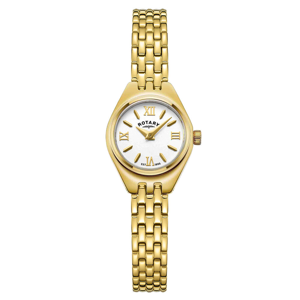 Rotary Cocktail 20mm White Dial Gold Plated Stainless Steel Bracelet Watch