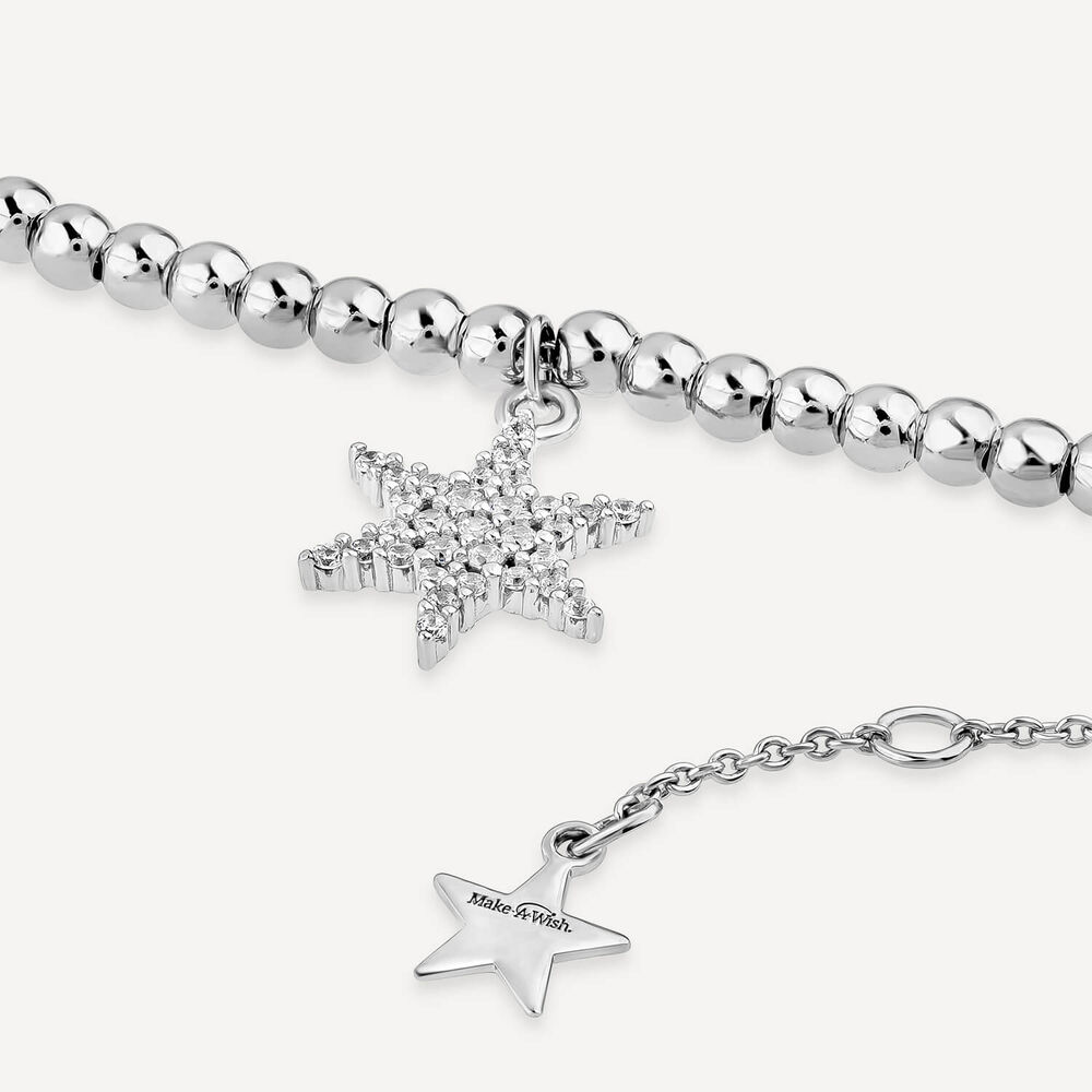 Sterling Silver Cubic Zirconia Star Make-A-Wish Bead Bracelet image number 2