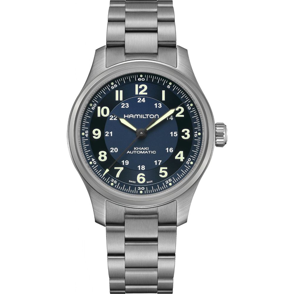 Hamilton Khaki Field Titanium Automatic Blue Dial Steel Case Watch image number 0