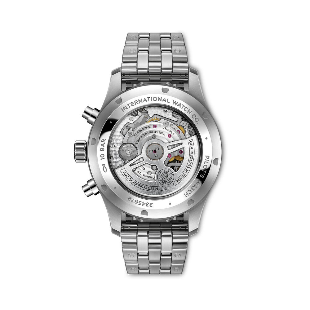 IWC Schaffhausen Pilot's Chronograph Black Dial Bracelet Watch image number 1
