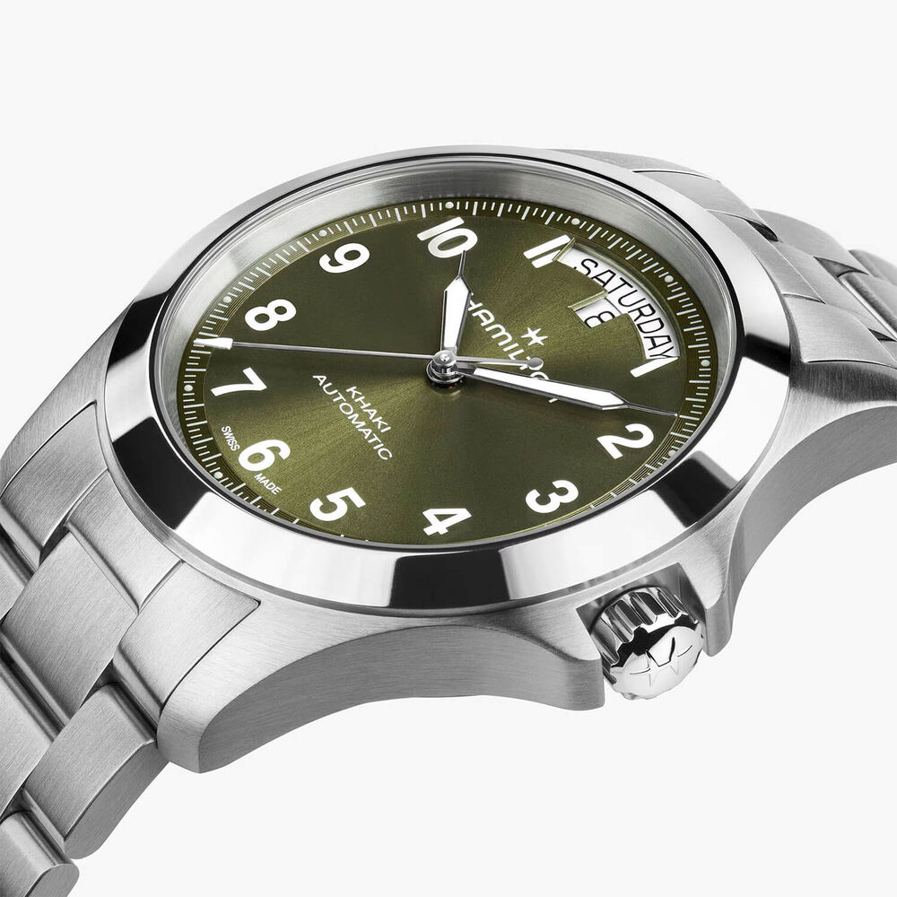 Hamilton Khaki Field King Day-Date 40mm Green Dial Steel Bracelet Watch