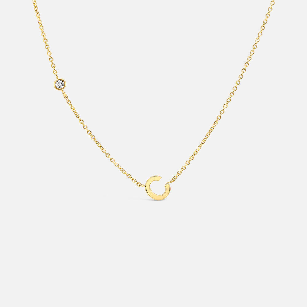Yellow Gold Plated Vermeil Sterling Silver 0.06ct Lab Grown Diamond Initial C Necklet