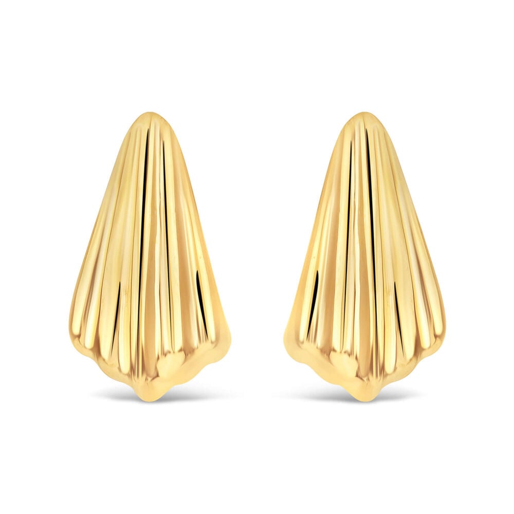 Yellow Gold Plated Sterling Silver Chunky Shell Stud Earrings image number 0