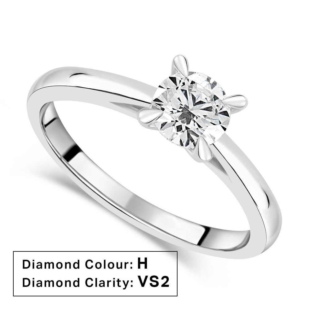 Platinum 0.62ct Round Diamond Four Claw Solitaire Ring