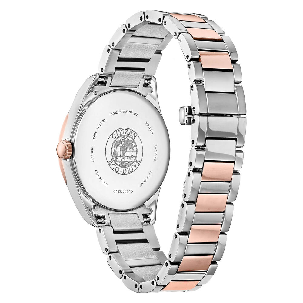 Citizen Eco-Drive Arezzo 32mm Mother of Pearl Dial Steel & Rose Gold Watch image number 3