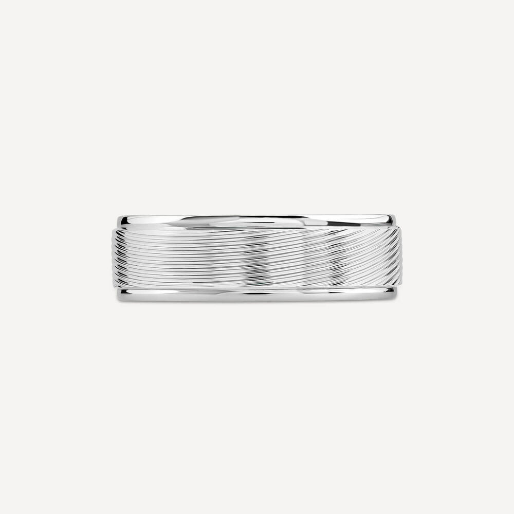 Platinum 6mm Patterned Men's Wedding Ring