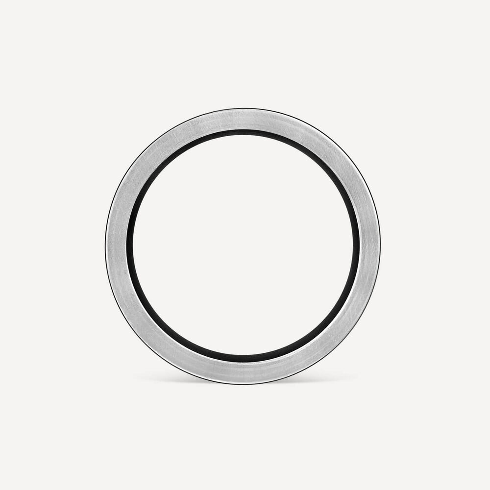 Titanium Black Centre Stripe Mens Band Ring image number 3