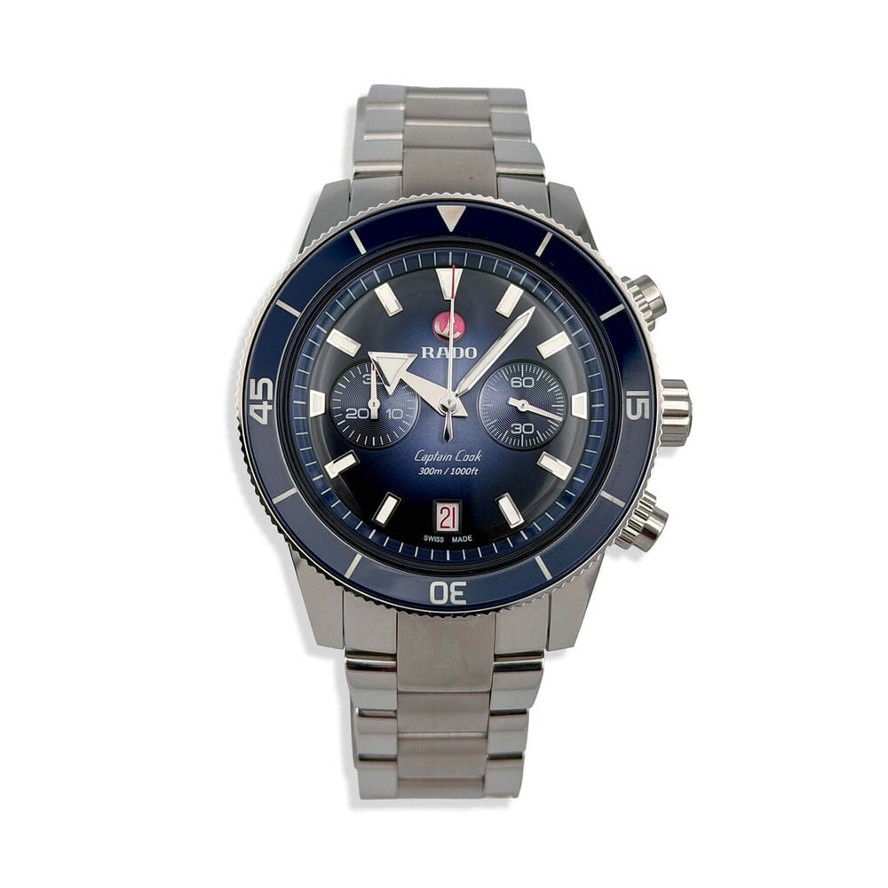 Pre-Owned Rado Captain Cook Chronograph 43mm Blue Dial Bracelet Watch