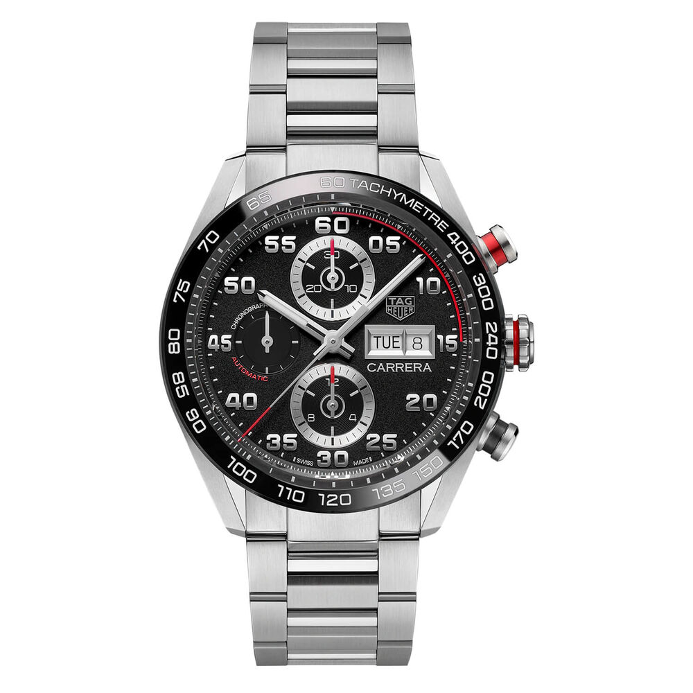 TAG Heuer Carerra Chronograph  44mm Black Dial & Bezel Stainless Steel Bracelet Watch image number 0