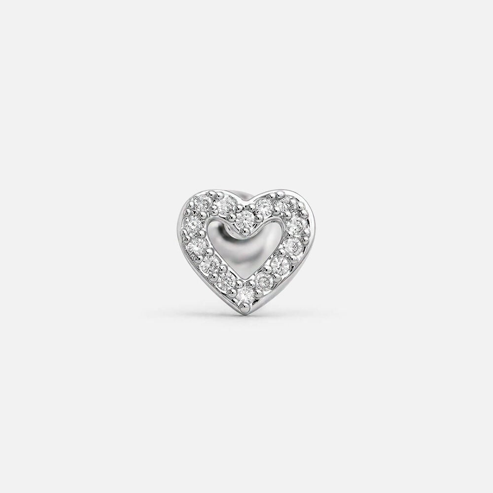 Sterling Silver Cubic Zirconia Open Heart Single Stud Earring