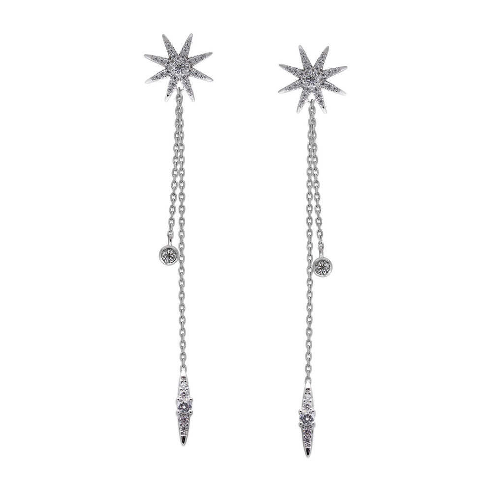 CARAT* London Stella Sterling Silver Nova Double Drop Earrings image number 0
