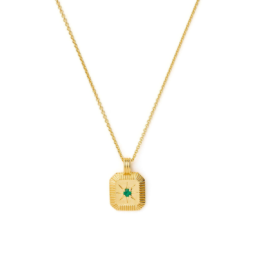 Missoma 18ct Gold Vermeil Sterling Silver Green Onyx May Birthstone Pendant Necklace