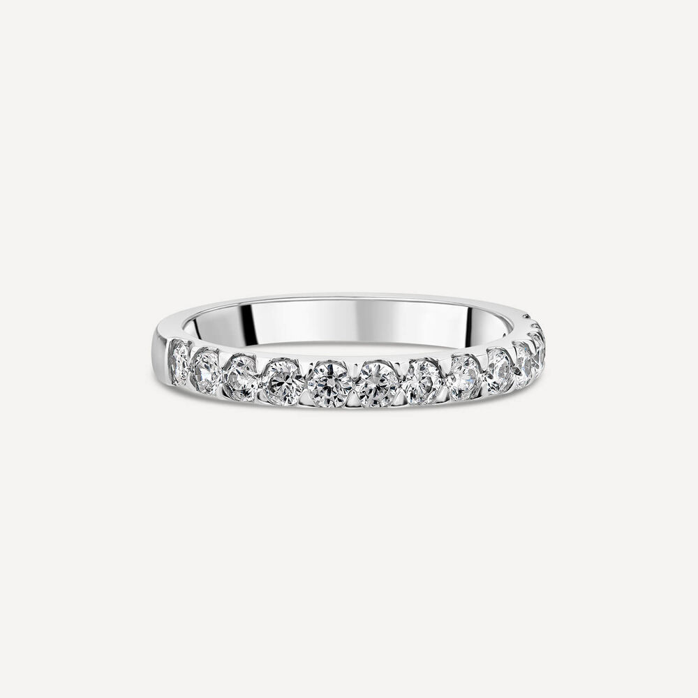 Platinum 2.5mm 0.45ct Diamond Triangle Claw Wedding Ring- (Special Order) image number 2