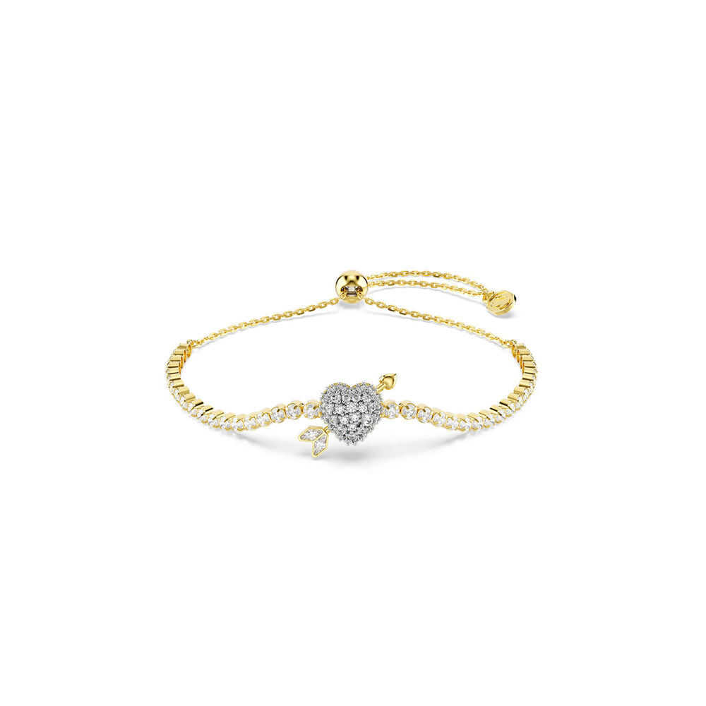 Swarovski Idyllia Cubic Zirconia 18ct Gold Finished Heart With Arrow Bracelet