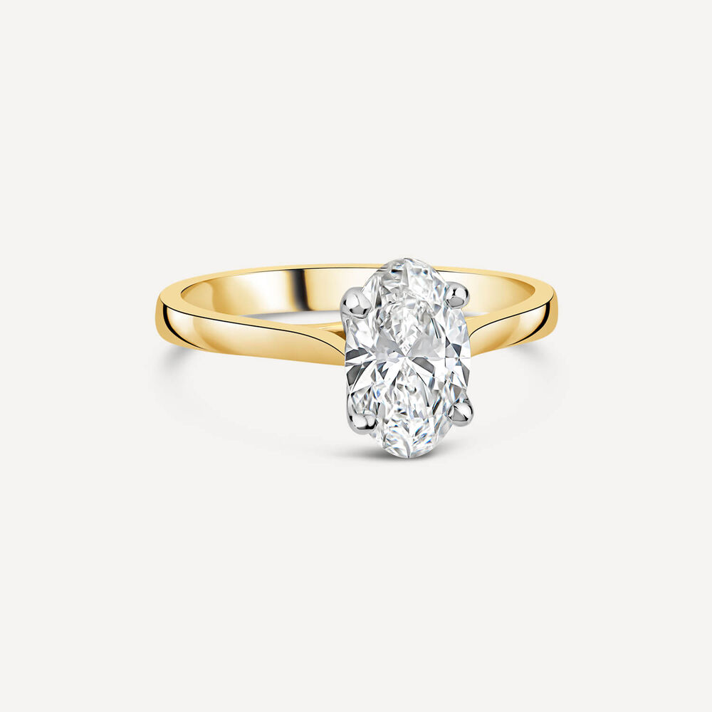Born 18ct Yellow Gold 1ct Lab Grown Solitaire Oval Diamond Ring image number 3