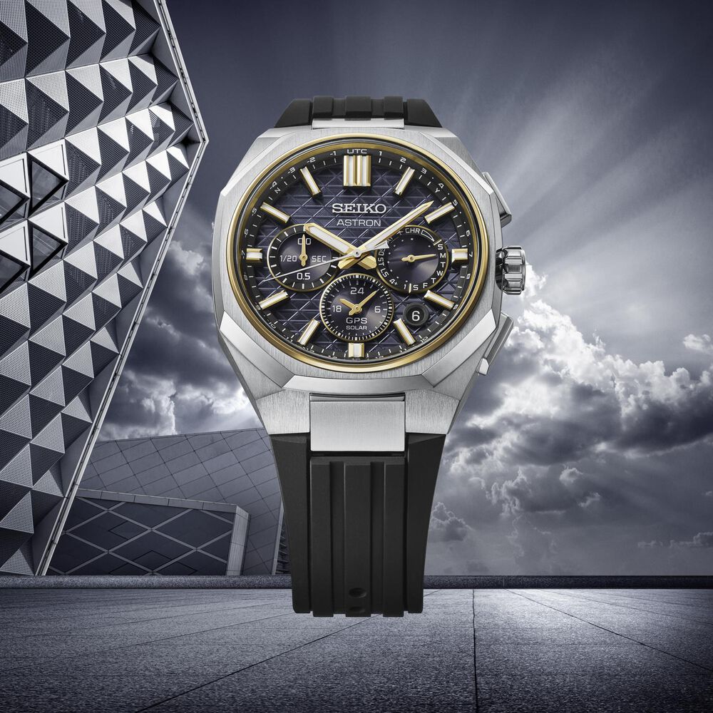 Seiko Astron 'Tesselate' 5X63 Celestial Gold Dial Silicone Strap Watch