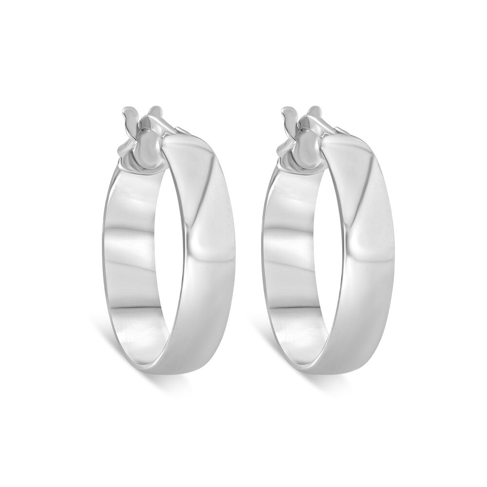Sterling Silver Plain Polished Hoop Earrings image number 0