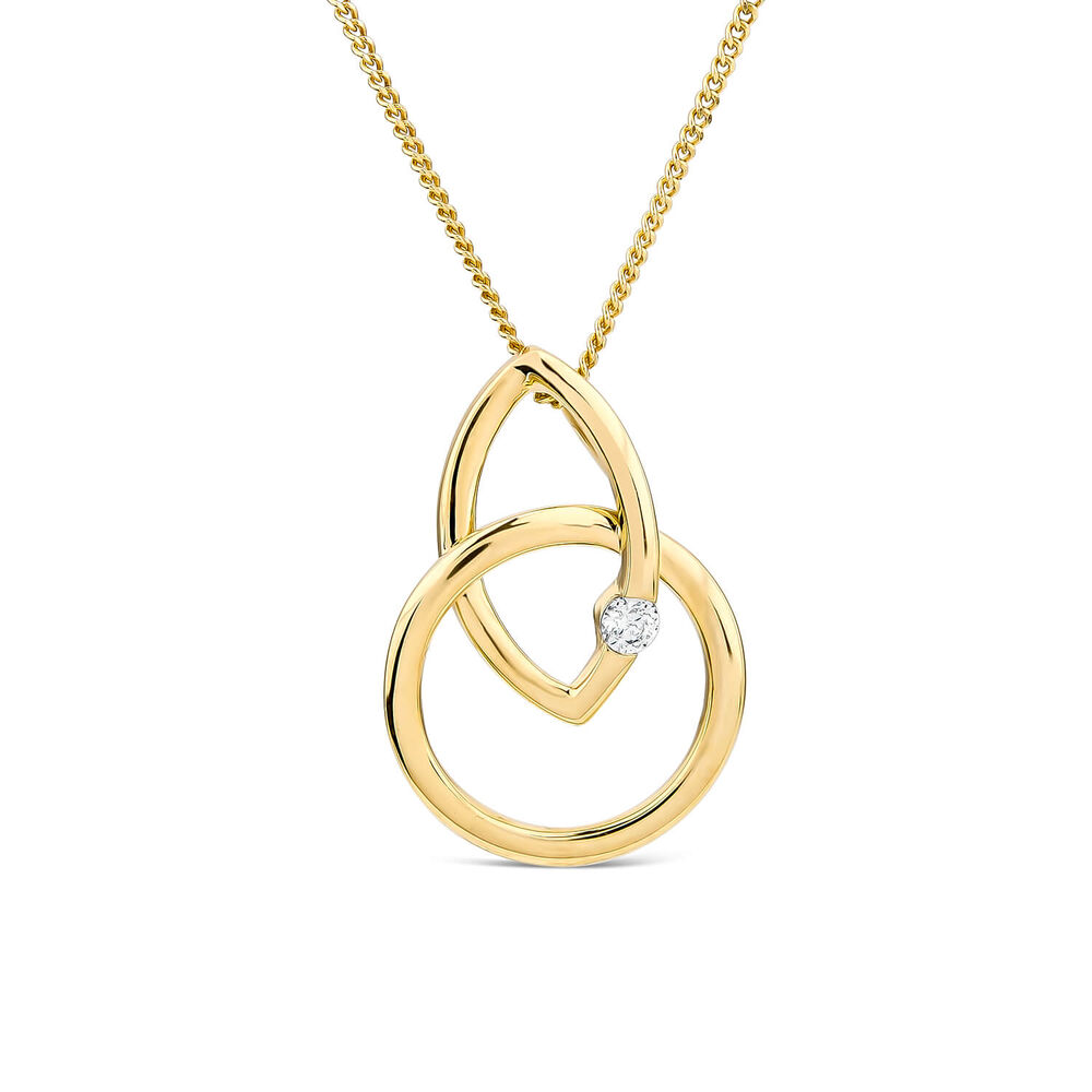 9ct Yellow Gold Open Diamond Interlock Pendant image number 0