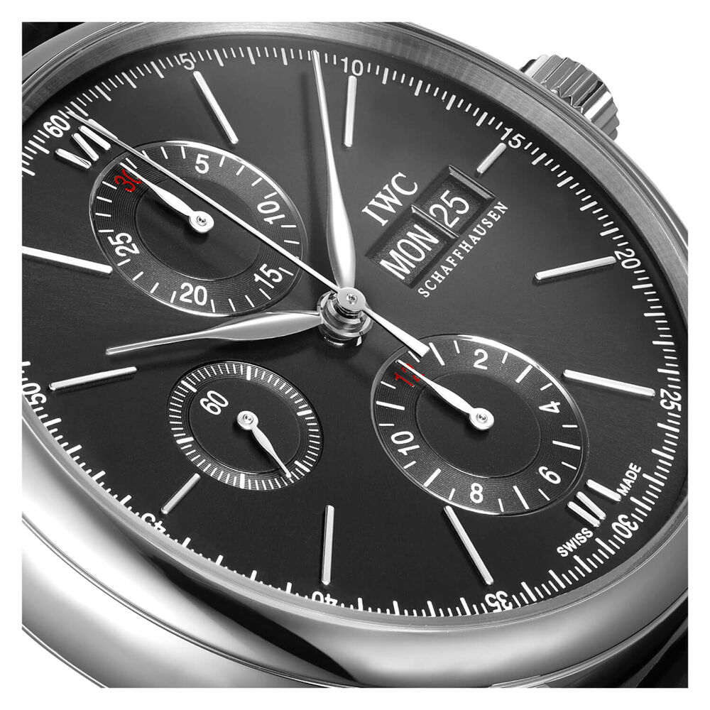 IWC Schaffhausen Portofino Chronograph Black Dial Strap Watch image number 3
