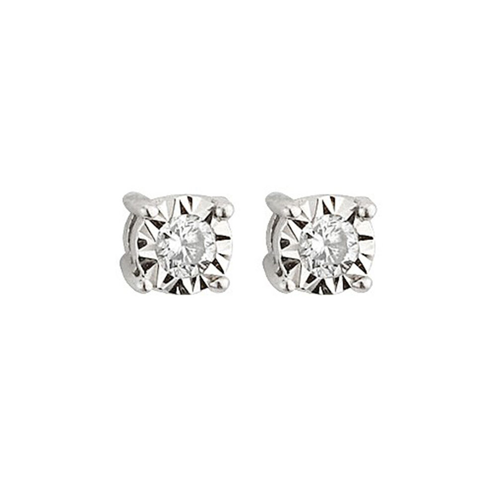 9ct White Gold Illusion 0.07ct Diamond Stud Earrings image number 0