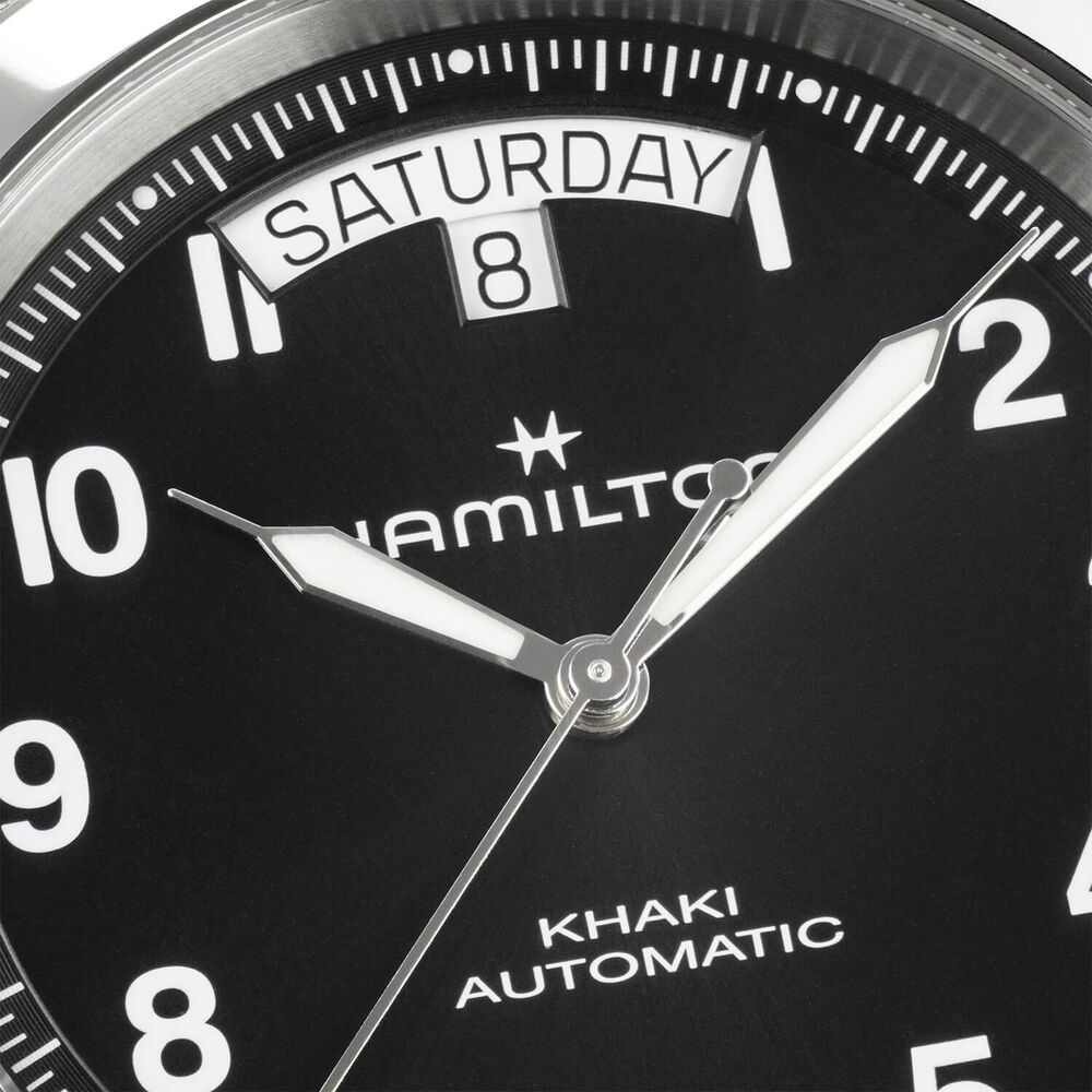 Hamilton Khaki Field King Day-Date 40mm Black Dial Brown Leather Strap Watch