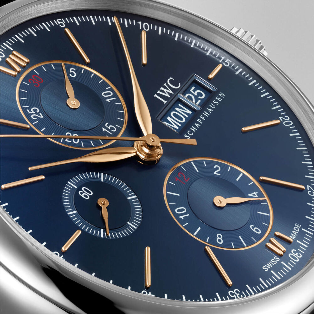 IWC Schaffhausen Portofino Chronograph Blue Dial Black Strap Watch image number 3