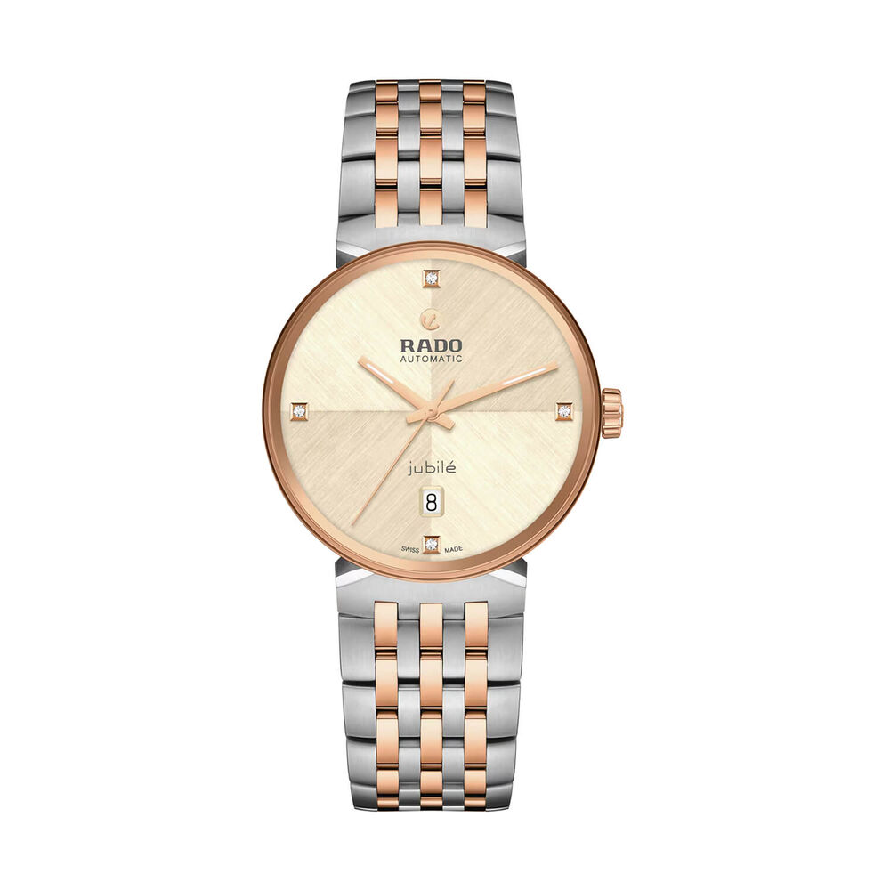 Rado Florence Automatic 39mm Champagne Dial Rose Gold PVD Steel Bracelet Watch image number 0