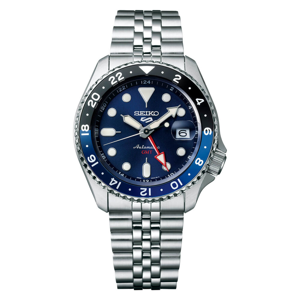 Seiko 5 Sports Blueberry GMT 42.5mm Blue Dial Steel Bracelet Watch