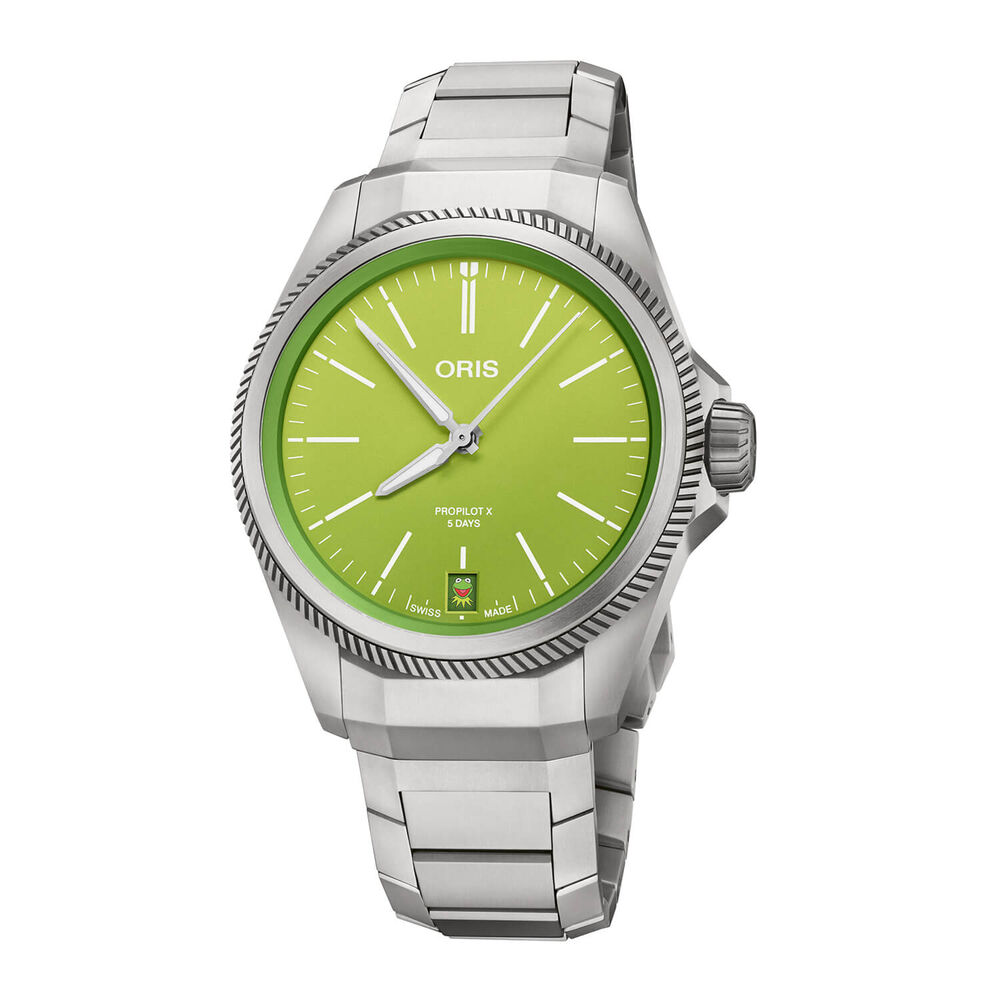 Oris ProPilot X Kermit Edition 39mm Green Dial Titanium Bracelet Watch image number 1