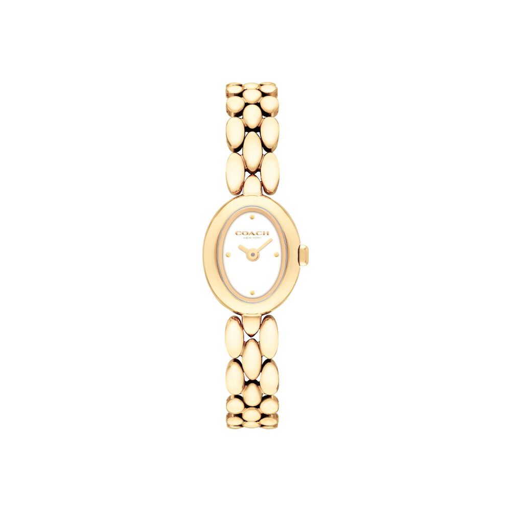 Coach Sammy 18x22.5mm White Dial Gold Tone Steel Bracelet Watch