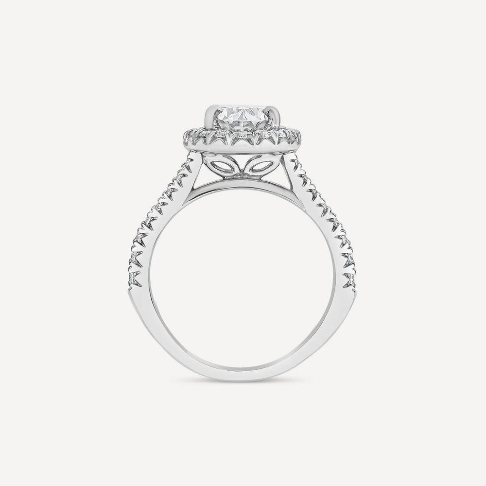 Born Platinum Lab Grown 2.44ct Oval Halo & Diamond Sides Ring image number 3