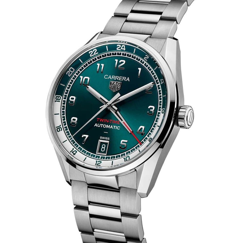 TAG Heuer Carrera Date 41mm Green Teal Dial Stainless Steel Bracelet Watch