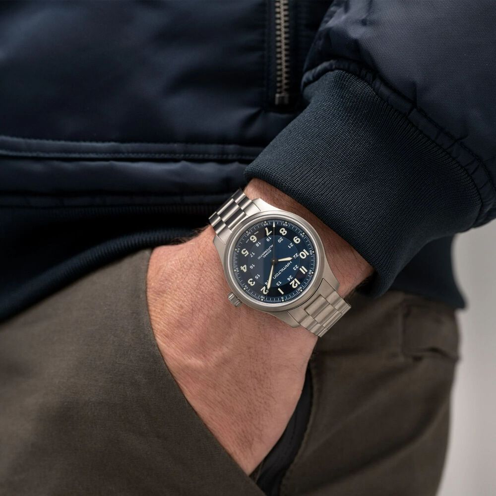 Hamilton Khaki Field Titanium Automatic Blue Dial Steel Case Watch image number 5