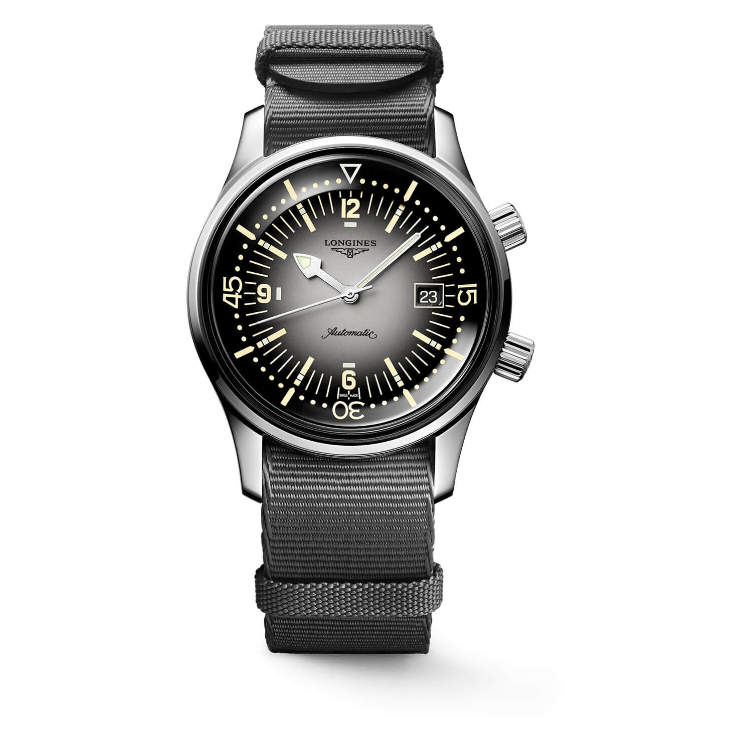 Longines Diving Legend Diver 42mm Automatic Grey Dial Steel Case Grey Strap Watch