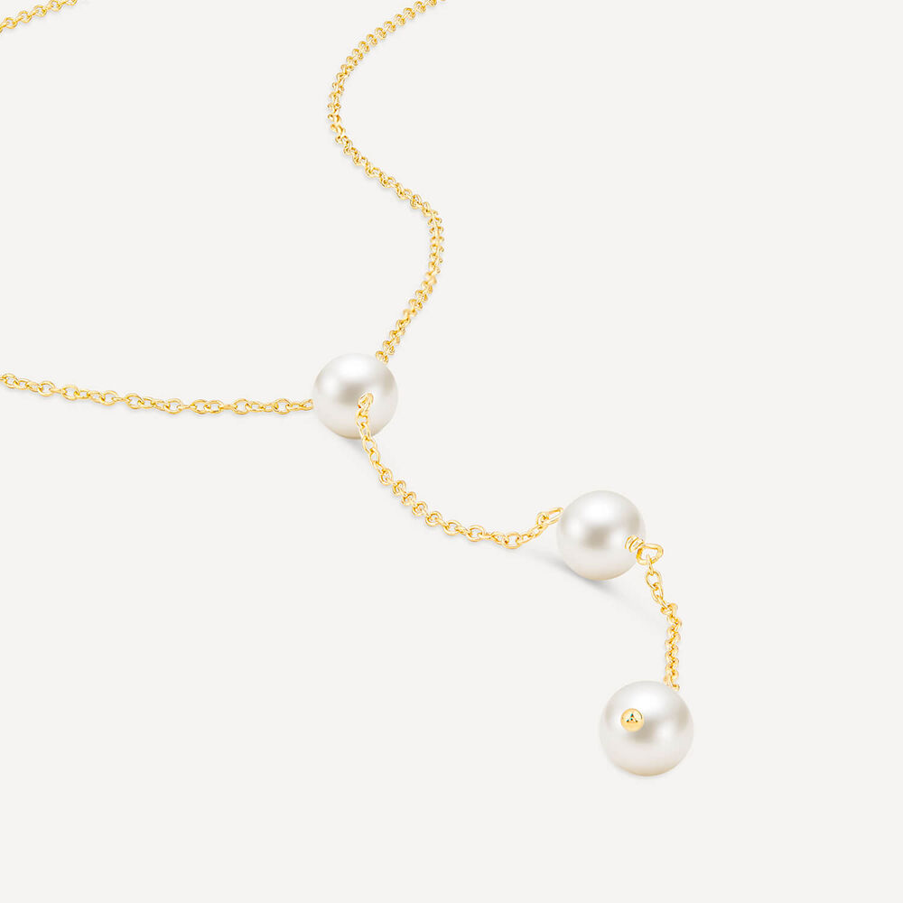 9ct Yellow Gold 3 Pearl "Y" Drop Necklet