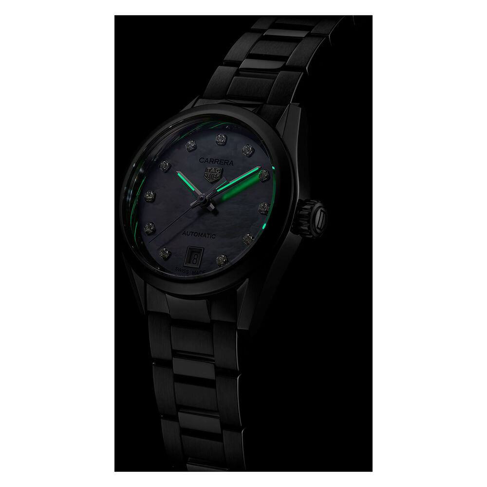 Pre-Owned TAG Heuer Carrera Date 29mm Mother of Pearl Dial Steel Bracelet Watch image number 5