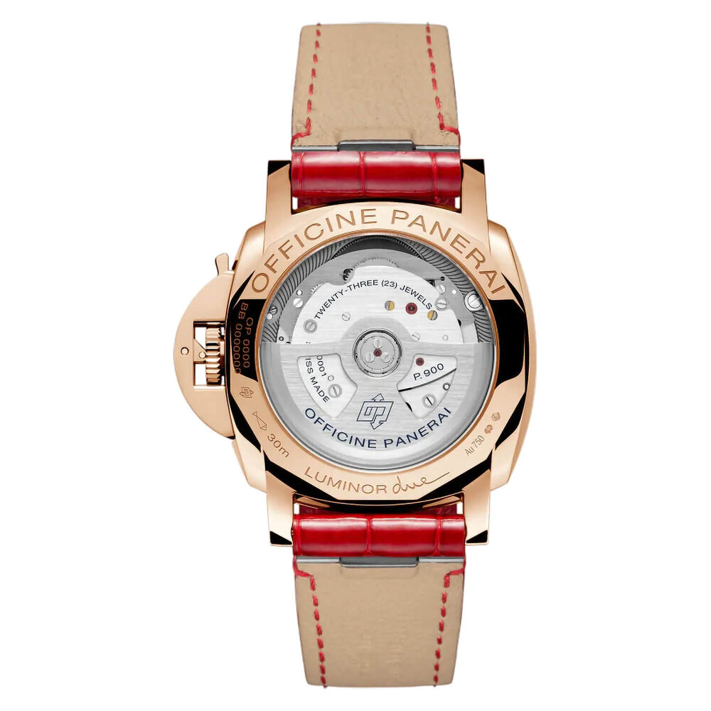 Panerai Luminor Due 38mm Goldtech™ Madreperla Pearlised Dial Red Strap Watch