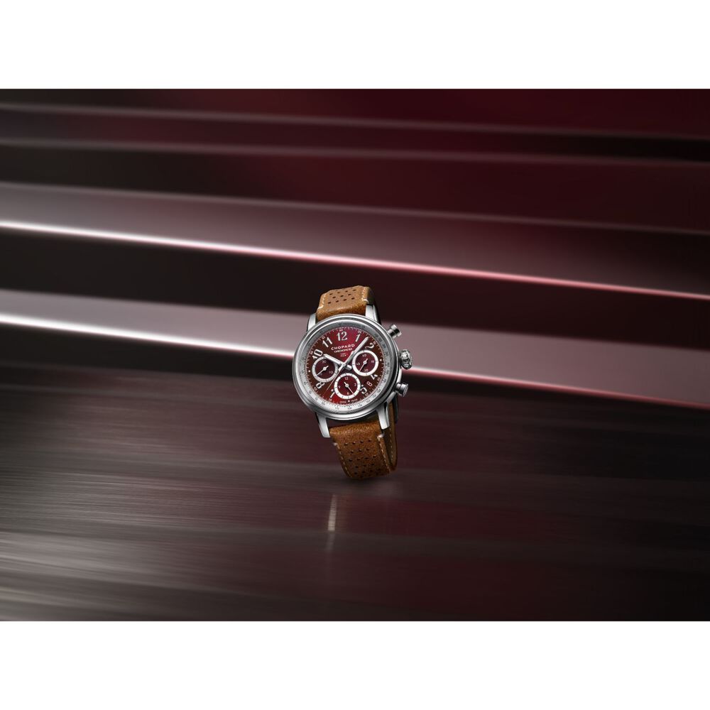 Chopard Mille Miglia 40.5mm Burgundy Chronograph Dial Tan Leather Strap Watch image number 5