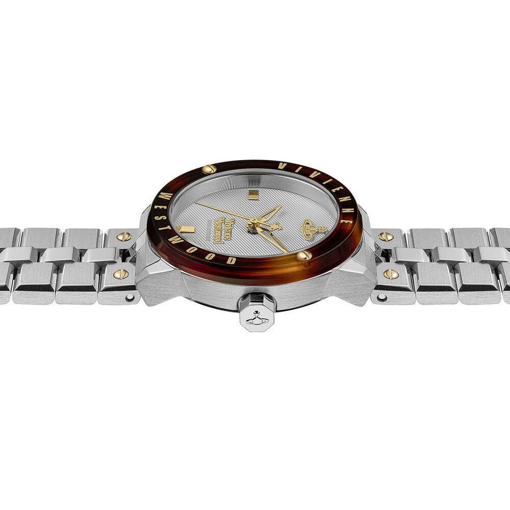 Vivienne Westwood Trellick 30mm Silver Dial Tortoiseshell Bezel Steel Bracelet Watch