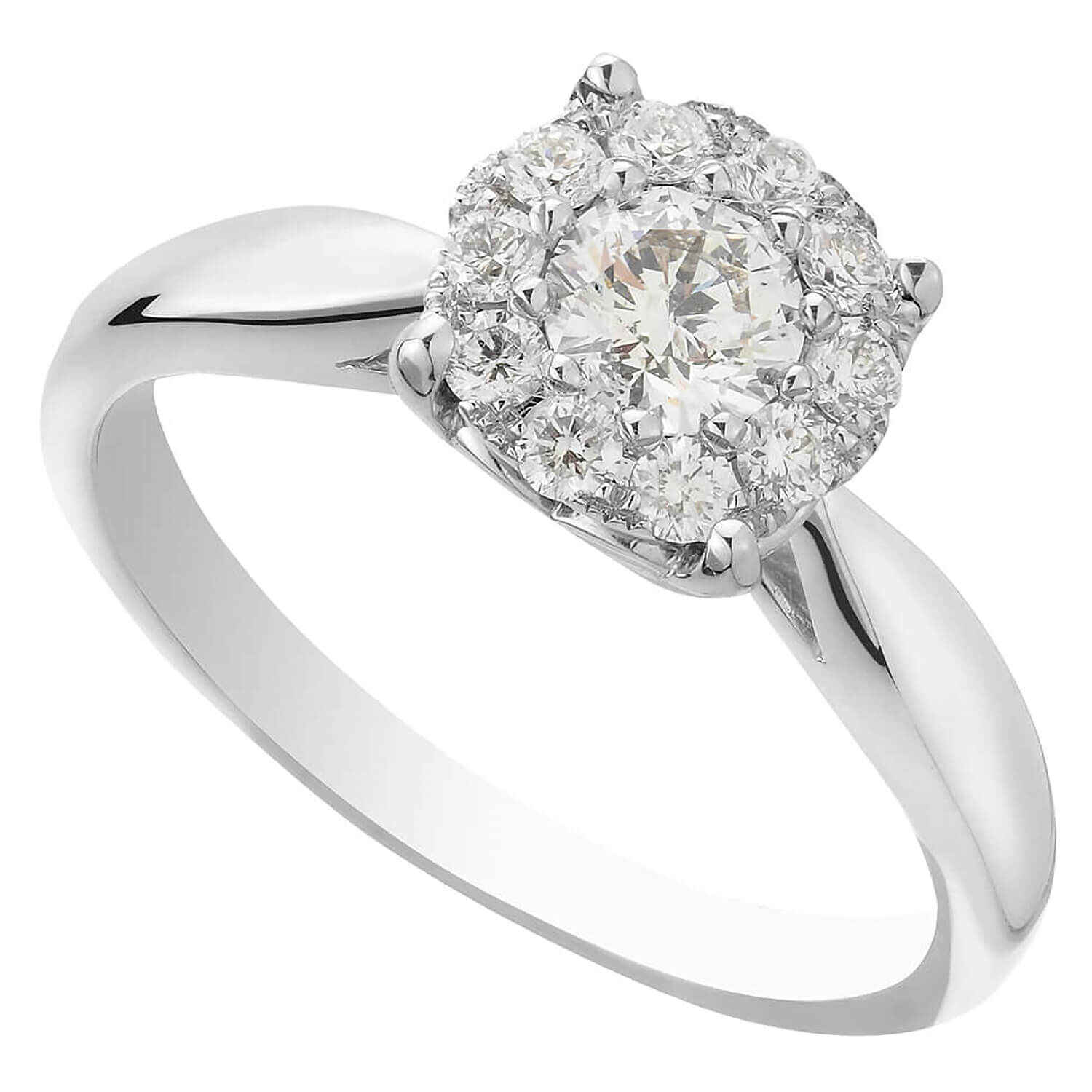 9ct White Gold 3 Stone Diamond Engagement Ring