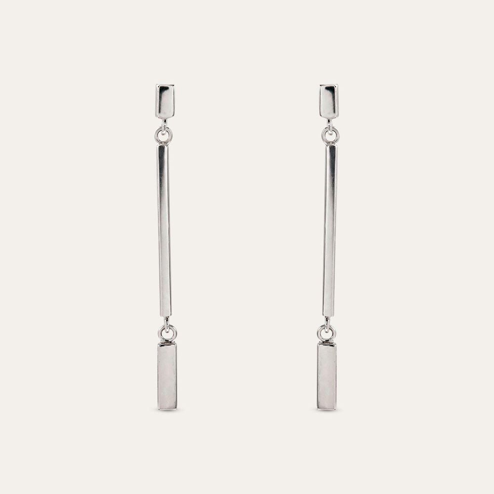 Sterling Silver Long Bar Drop Earrings