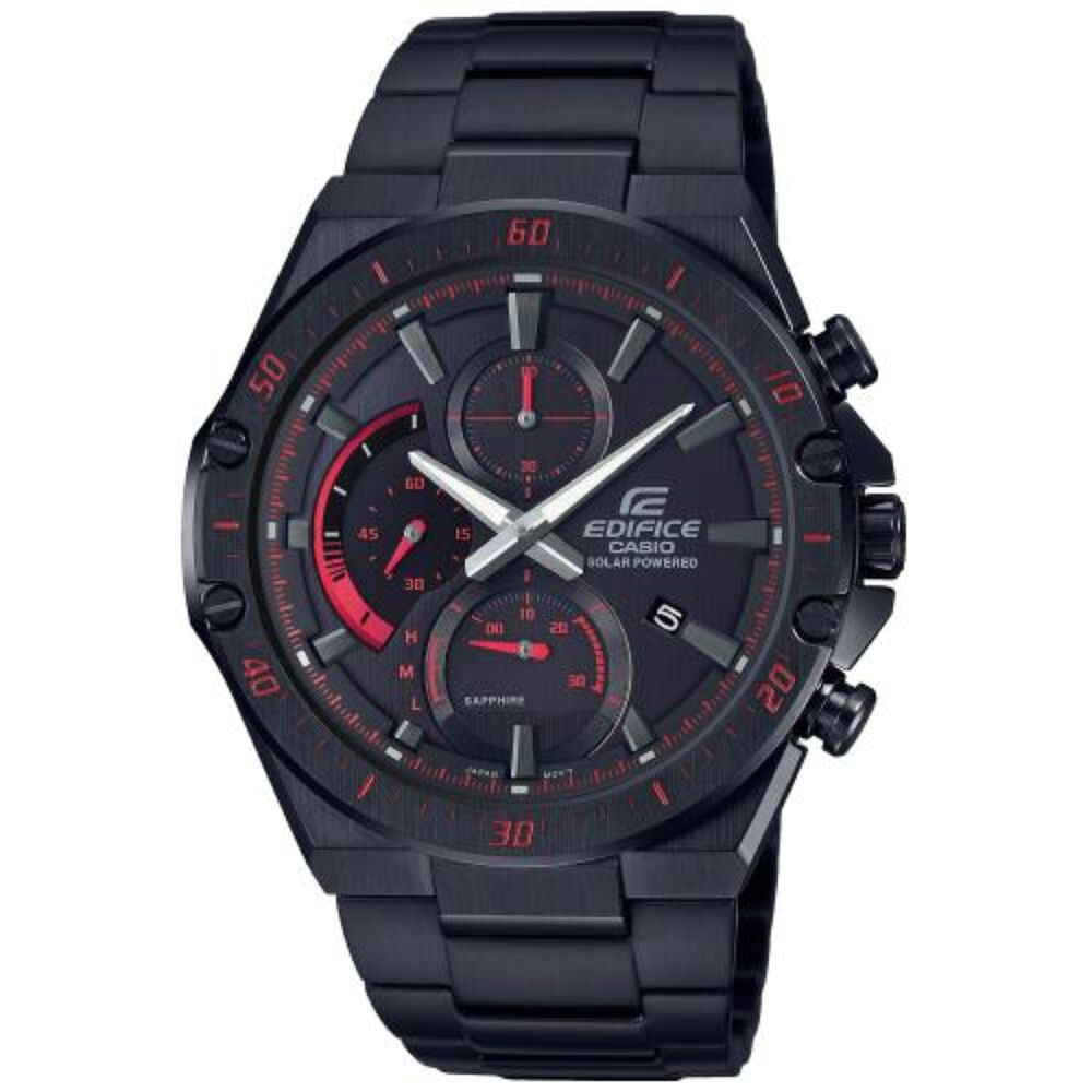 Casio Edifice Slim Black Dial Multi Functional Black Ip Bracelet Watch image number 0