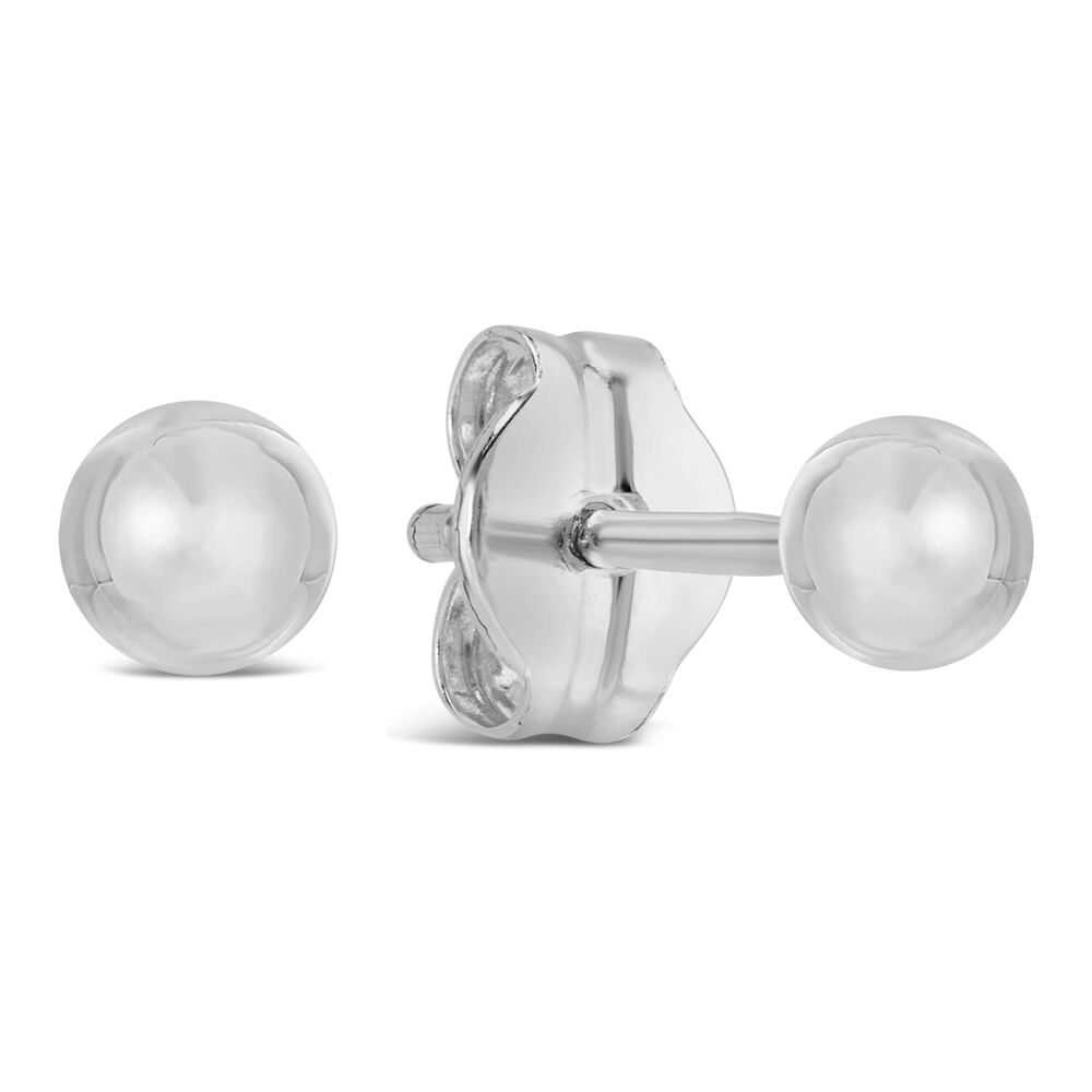 9ct White Gold 3mm Polished Ball Stud Earrings image number 1