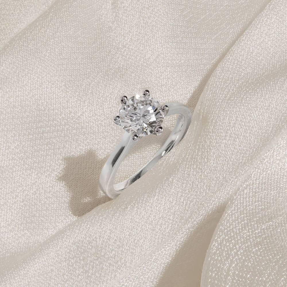 Born Platinum 1.50ct Round Lab Grown Diamond 6 Claw Set Solitaire Ring image number 5