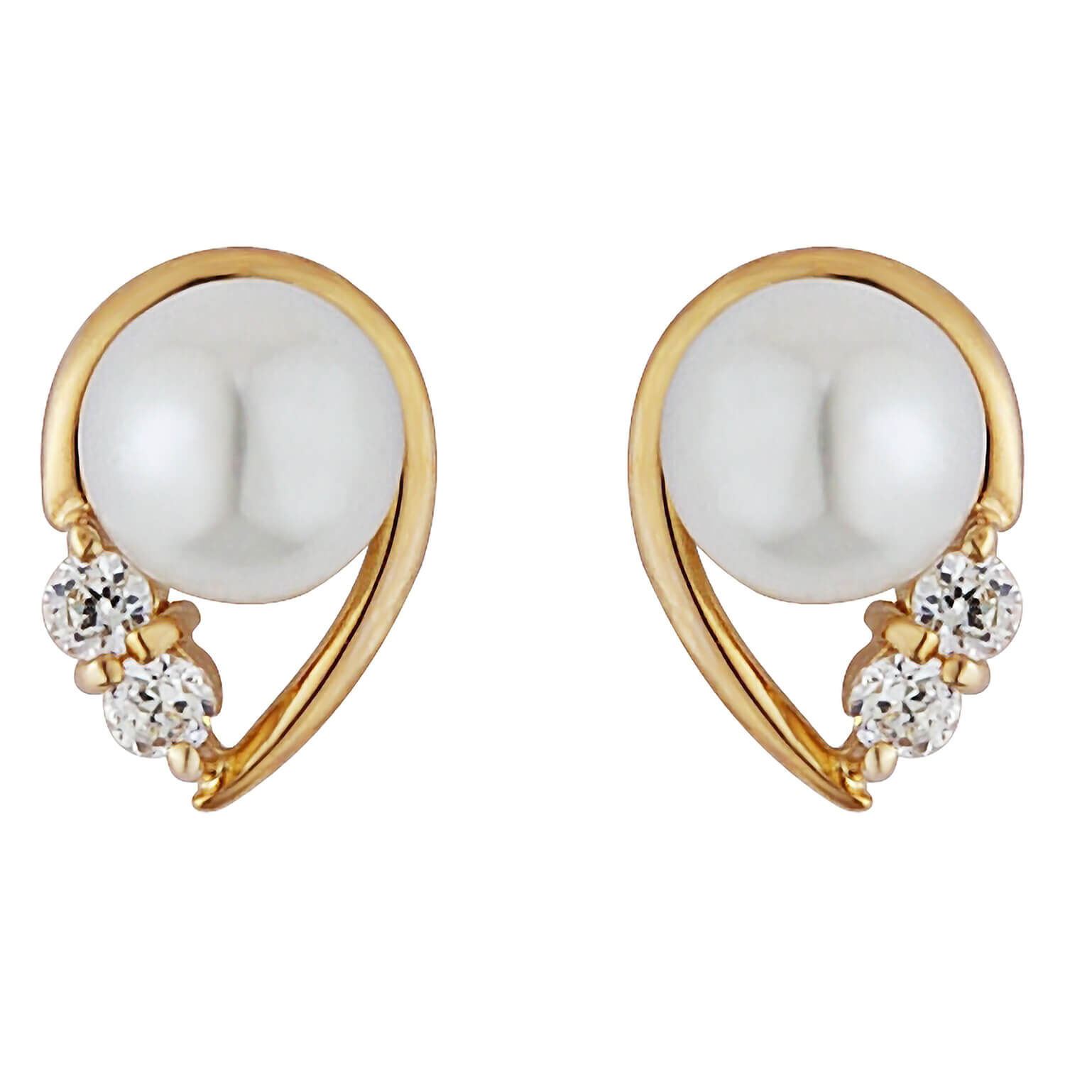 Pearl and 2025 cz stud earrings