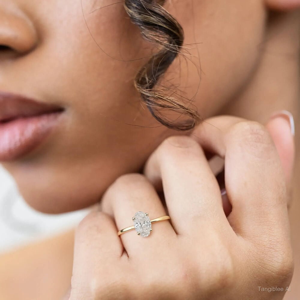 Born 18ct Yellow Gold 1ct Lab Grown Solitaire Oval Diamond Ring