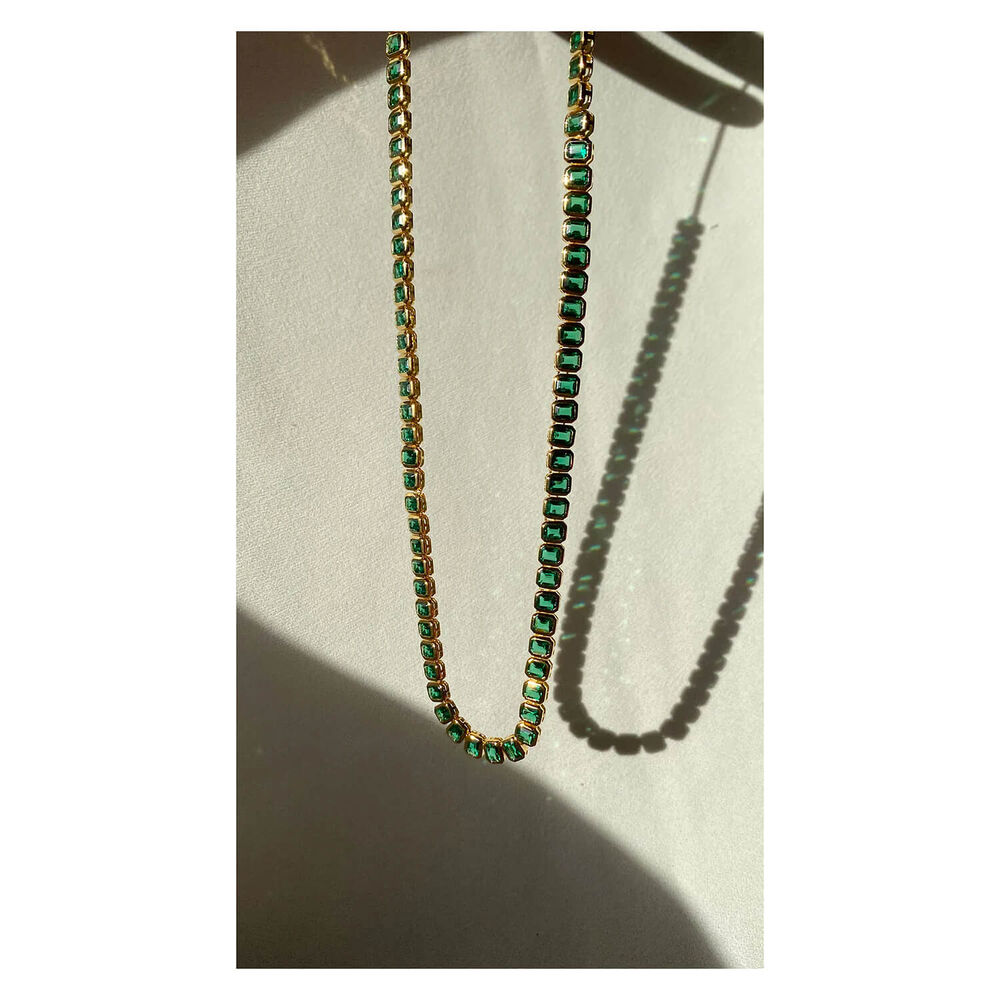 CARAT* London Cassidy Bezel Set Emerald Slider Necklace